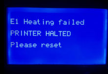Heating Failed, killed printer halted please reset