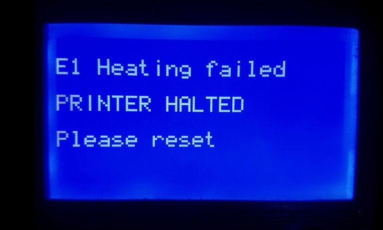 E1 Heating Failed Printer Halted Please Reset Fixing "heating Failed, killed printer halted please reset."