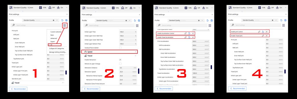 fdm 3d printing acceleration and jerk control setting